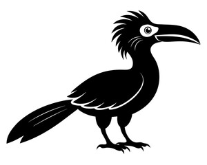 Malabar Grey Hornbill Vector Illustration | Tropical Bird Silhouette SVG