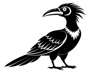 Malabar Grey Hornbill Vector Illustration | Tropical Bird Silhouette SVG