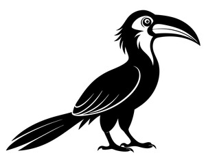Fototapeta premium Malabar Grey Hornbill Vector Illustration | Tropical Bird Silhouette SVG