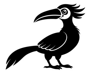 Malabar Grey Hornbill Vector Illustration | Tropical Bird Silhouette SVG