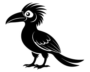 Malabar Grey Hornbill Vector Illustration | Tropical Bird Silhouette SVG