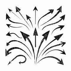 Black arrows vector icon pack hand-drawn style brushstroke designs EPS file minimalist