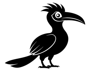 Malabar Grey Hornbill Vector Illustration | Tropical Bird Silhouette SVG
