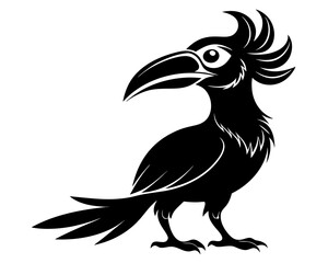 Malabar Grey Hornbill Vector Illustration | Tropical Bird Silhouette SVG