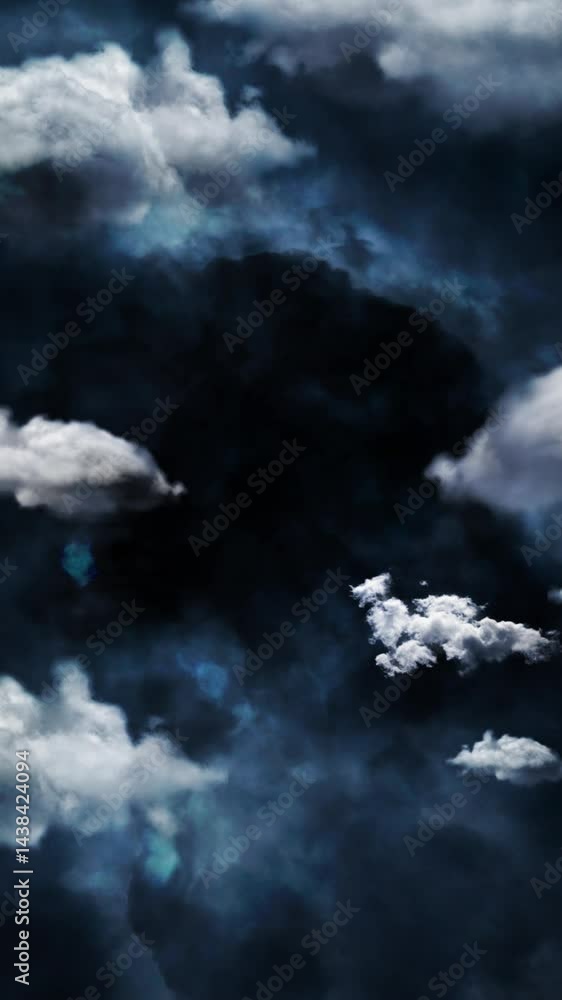 Wall mural vertical flight into the primordial soup 4k loop features a fade-in view flying through a dark blue 