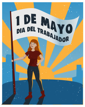1 de Mayo D&iacute;a del trabajador en Argentina posteo redes sociales vertical, editable vectorial chica