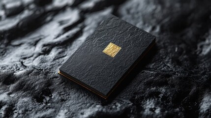 Business card mockup on dark surface with embossed gold text