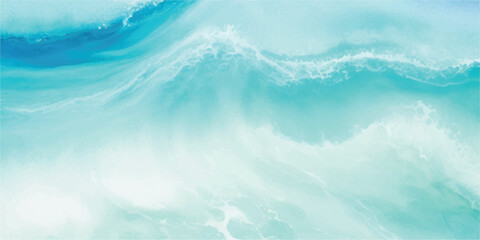 A serene watercolor ocean landscape with pastel blue and green abstract waves. Ideal for art prints, website headers, and peaceful branding.
