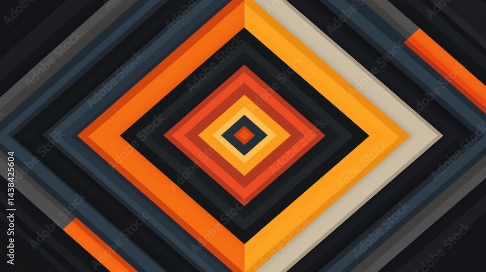 Poster a geometric pattern of overlapping diamonds in various colors.