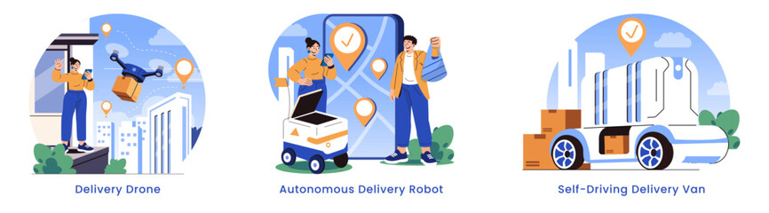 Future Of Delivery. Flat Vector Illustration