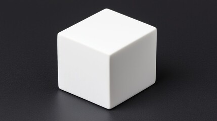 A white cube on a black background.