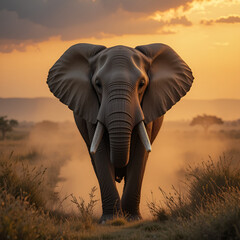 Obraz premium elephant at sunset