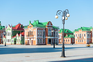 Arkhangelsk settlement built in a single old European architectural style in Yoshkar-Ola. Russia