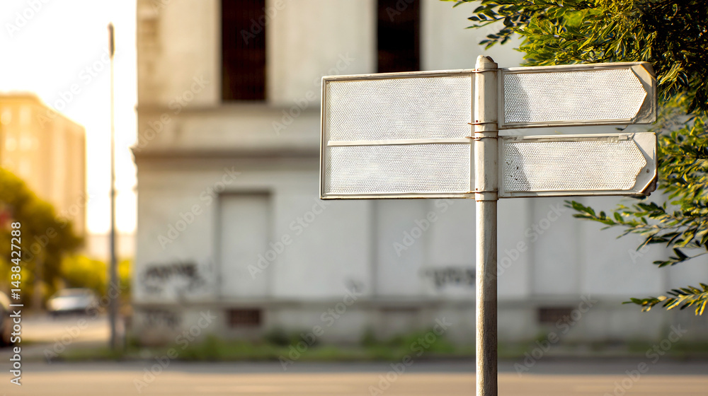 Poster street direction signs pointing towards multiple locations in urban environment : generative ai