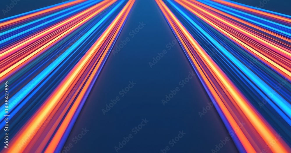 Poster dynamic motion blur of colorful light trails on dark background