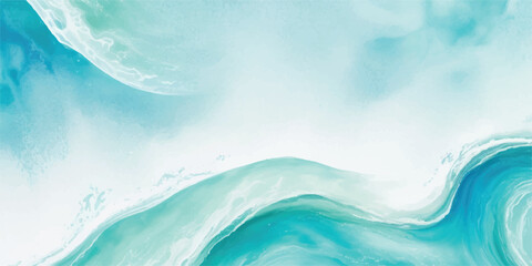 Tranquil watercolor sea texture featuring light blue and green hues. Hand-painted abstract art perfect for backgrounds, invitations, and creative projects.
