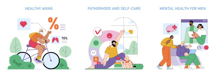 Mens Health Month. Flat Vector Illustration