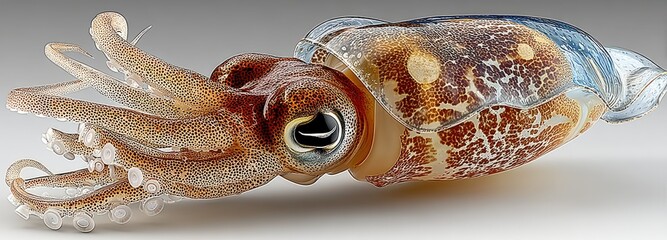 Curved squid with unique texture on a vibrant background for culinary ideas