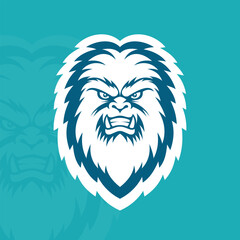 Yeti face mascot logo design vector