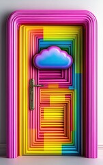 Secure Cloud Storage Pastel Tone Illustration, 3D Abstract Cloud Security Concept for Business