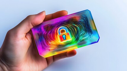 Personal Information Security Pastel Tone, Holographic ID Card Privacy Concept for Cyber Safety