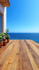 Oceanfront deck, sunny day