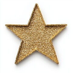 Glittering Gold Star Shape Isolated on White Background for Decoration