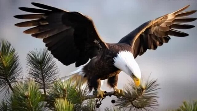 Bald Eagles &ndash; Symbol of freedom, often perched or flying majestically