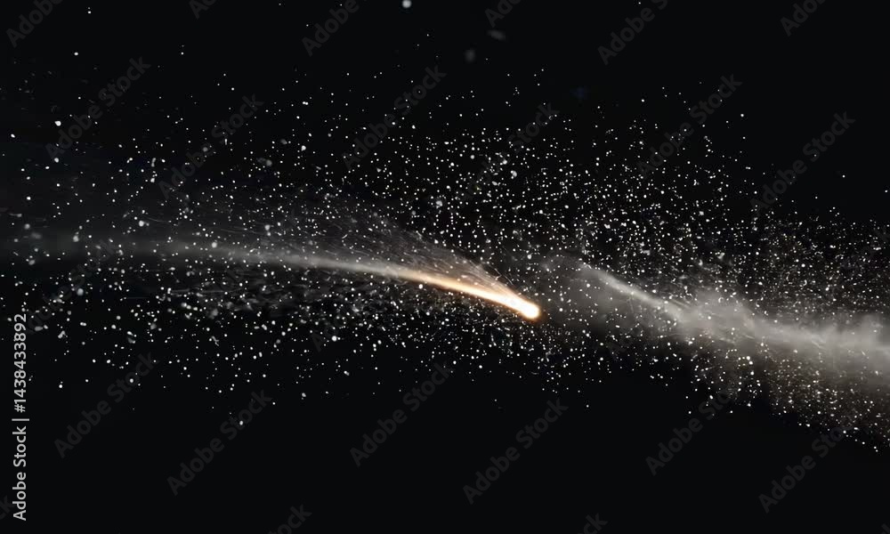 Poster natural organic dust particles floating on black background. glittering sparkling particles randomly