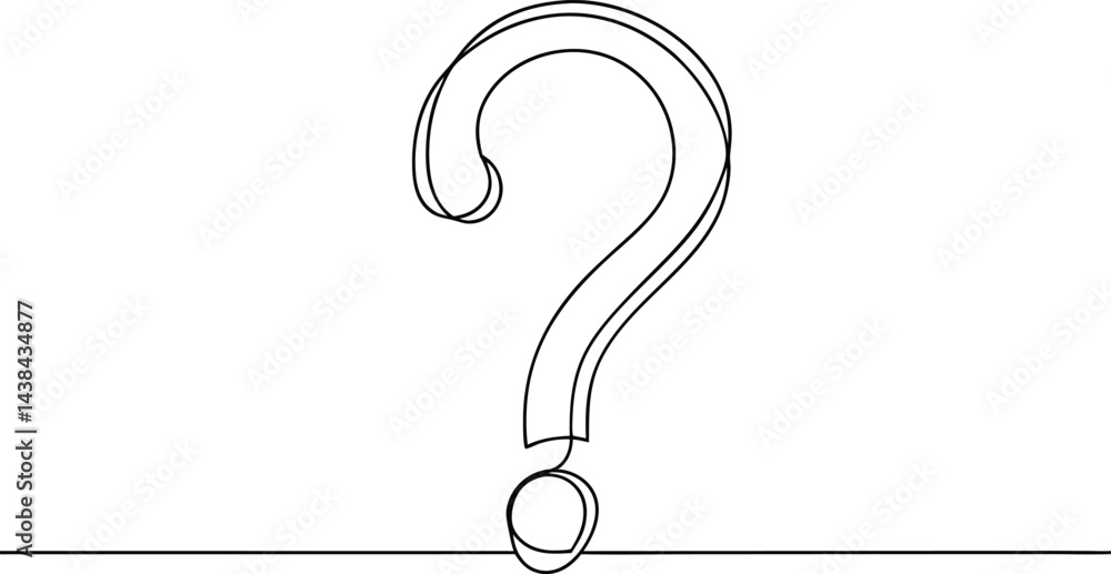 Poster one continuous line drawing of a question mark isolated on a white background in simple vector illus
