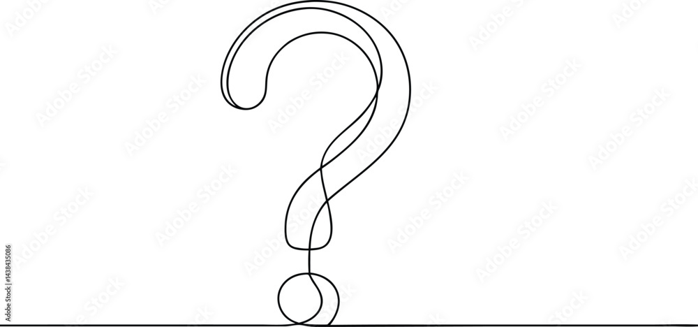 Poster one continuous line drawing of a question mark isolated on a white background in simple vector illus