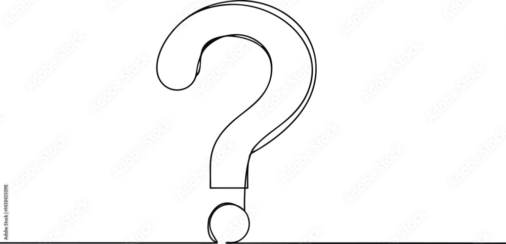 Poster one continuous line drawing of a question mark isolated on a white background in simple vector illus