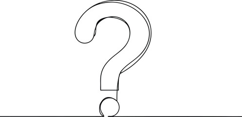 Fototapeta premium one continuous line drawing of a question mark isolated on a white background in simple vector illustration style