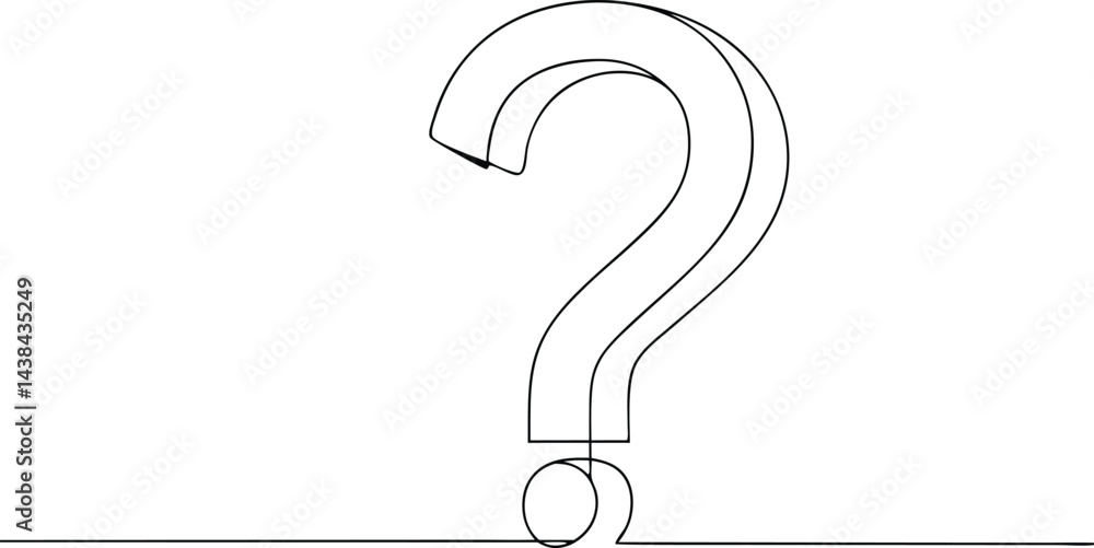 Poster one continuous line drawing of a question mark isolated on a white background in simple vector illus