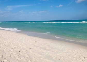 tropical beach with blue sky