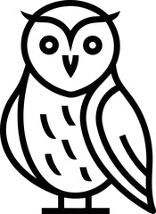 Barn Owl icon line art vector on transparent background