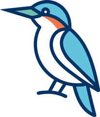 Kingfisher icon line art vector on transparent background