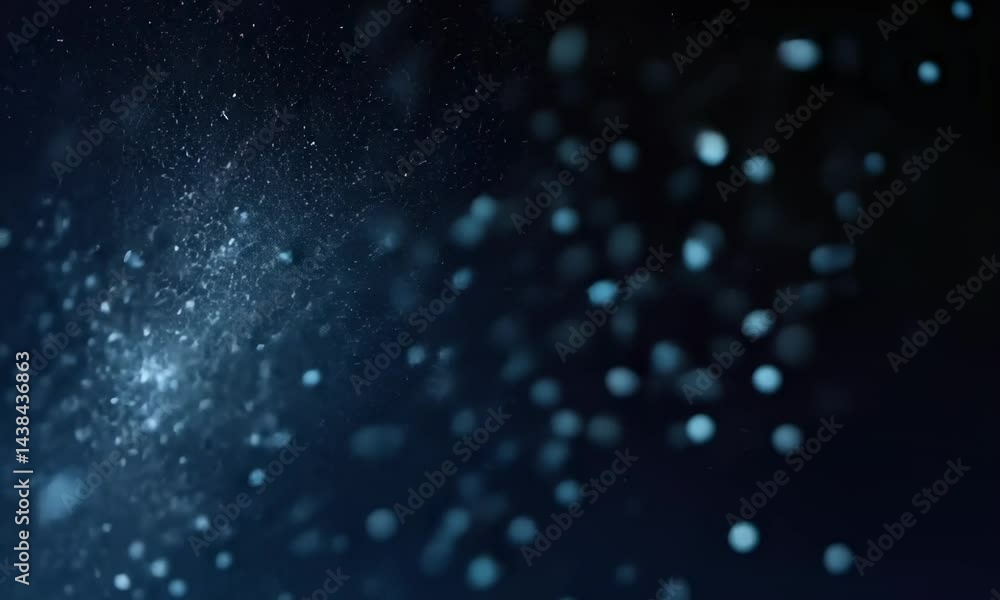 Poster natural organic dust particles floating on black background. glittering sparkling particles randomly
