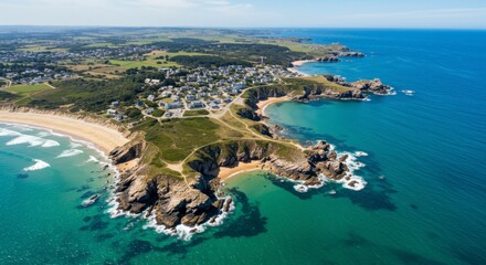 Coastal town aerial view (1)