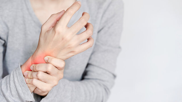 Close-up on Wrist Injury or Strain, Showing Pain and Inflammation.