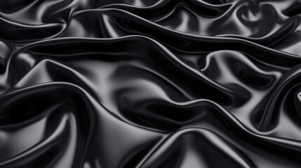 Obraz premium A black, shiny fabric with a smooth texture.
