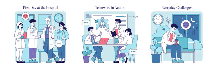 Journey Of A Healthcare Hero. Flat Vector Illustration