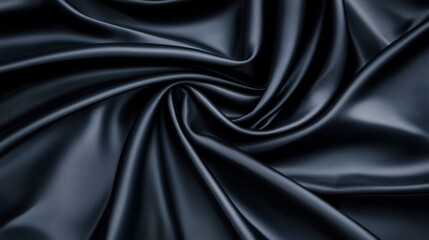 Fototapeta premium A close-up image of a dark blue satin fabric with a smooth, flowing texture.