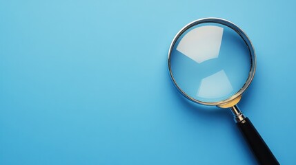 Magnifying glass on blue background, research concept