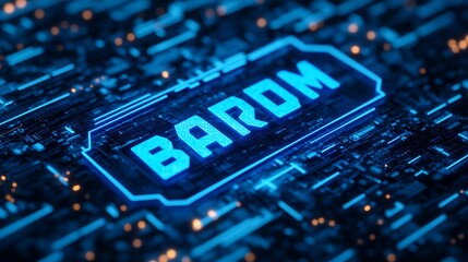 Blue neon futuristic brand lettering business technology innovation marketing digital world branding concept picture