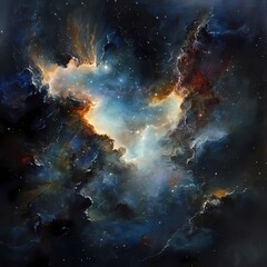 Obraz premium Cosmic Nebula Stellar Birth, Space Exploration, Background Stars, Science Fiction