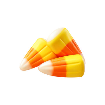 candy corn isolated on transparent white background, clipping path