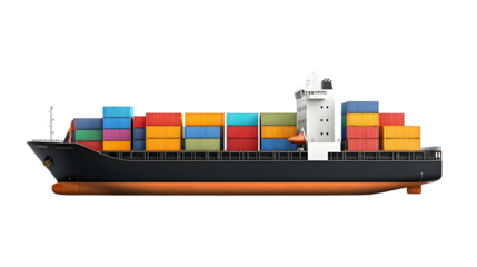 cargo container ship on white