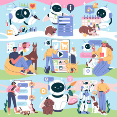 AI Vet Consultant. Flat Vector Illustration