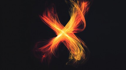 Fototapeta premium Abstract fiery X swirls dark background, energy concept